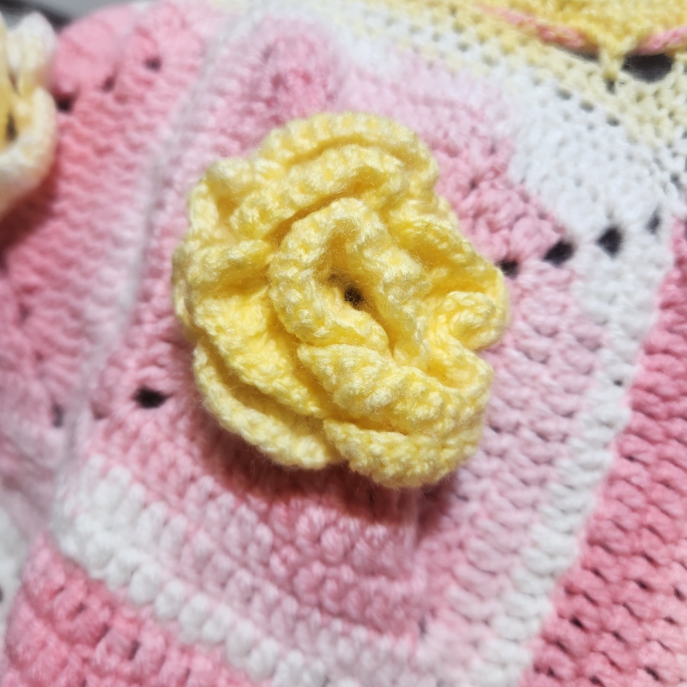 Pink and Yellow Floral Poncho - Picture 5 of 9